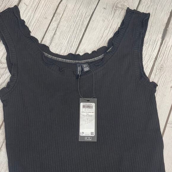 🆕NWT Vero Moda Ribbed Black Dress Size Large - Picture 2 of 4
